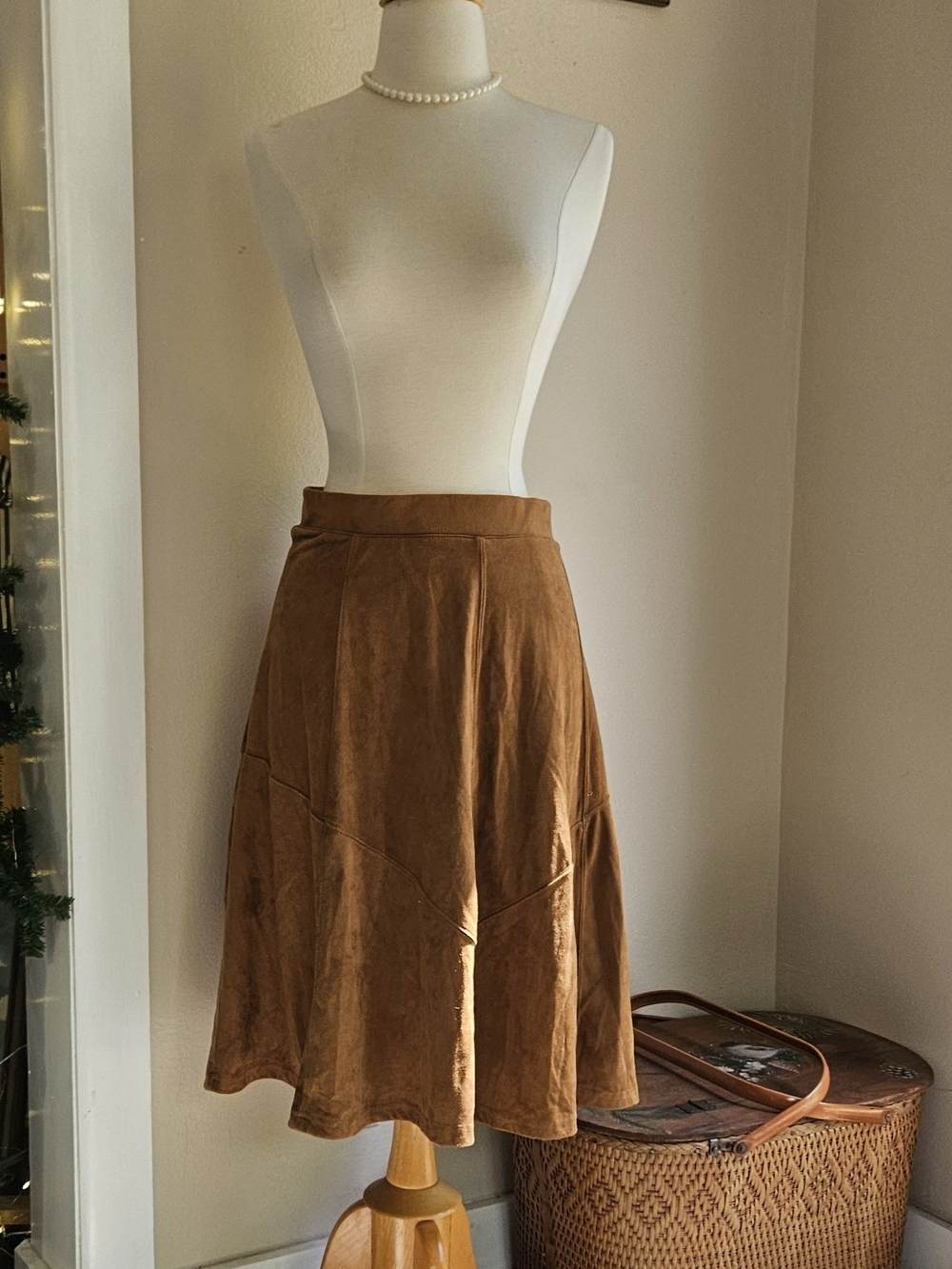 Women's Brown Soft Suede Skirt